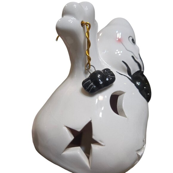 Ceramic Ghost and Spider Tea Light Holder Halloween Decor Candleholder - Picture 8 of 16